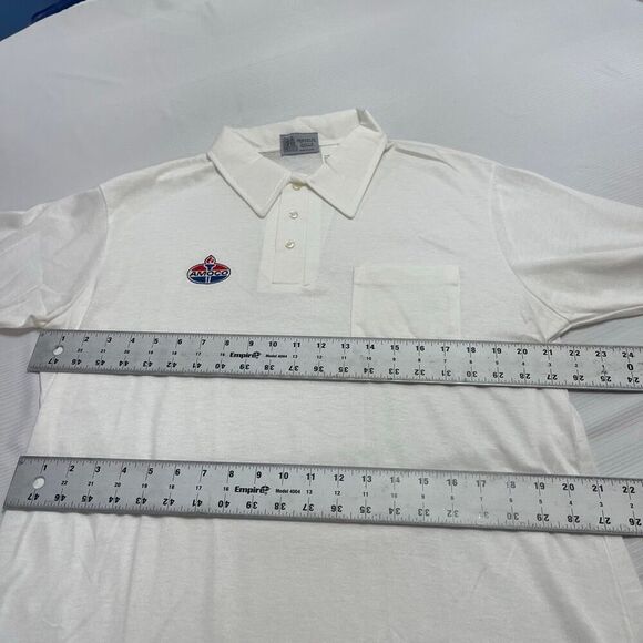 Amoco VTG White Short Sleeve Single Stitch Franklin Mills Polo Shirt Size XL - Picture 5 of 7